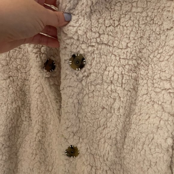 Nordstrom Caslon Ivory Cream Faux Fur Soft Coat - Size Small - Picture 4 of 5